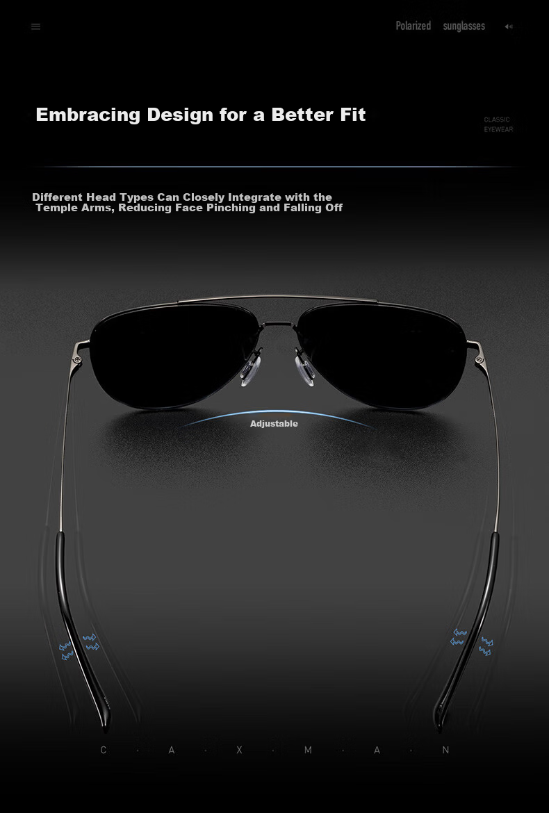 CAXMAN Pilot Sunglasses Men Polarized Nylon Fishing Driving Glasses Anti-Glare Frog Mirror GU1 8