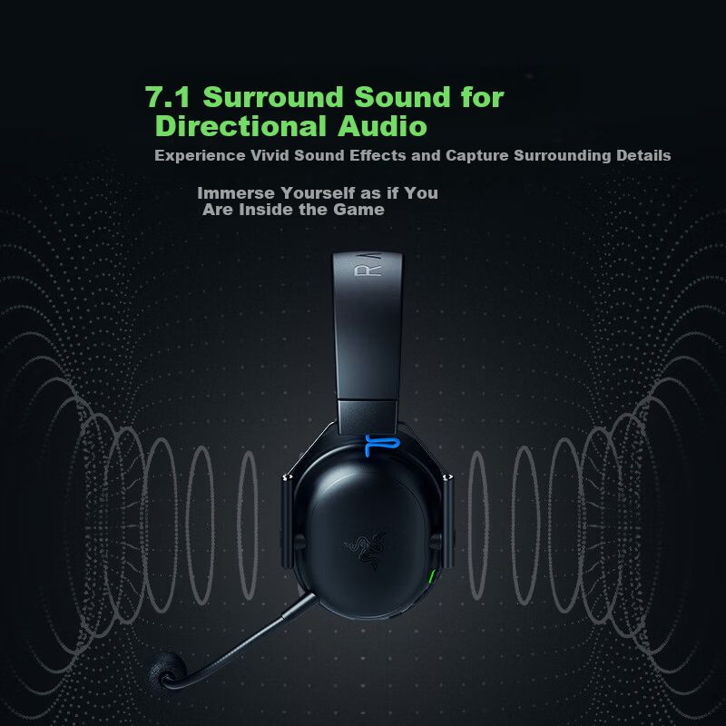 Razer BlackShark V3 X Speed Edition Wireless Gaming Headset Tri-Mode Detachable Microphone Delta EQ CSGO PUBG Black Blue