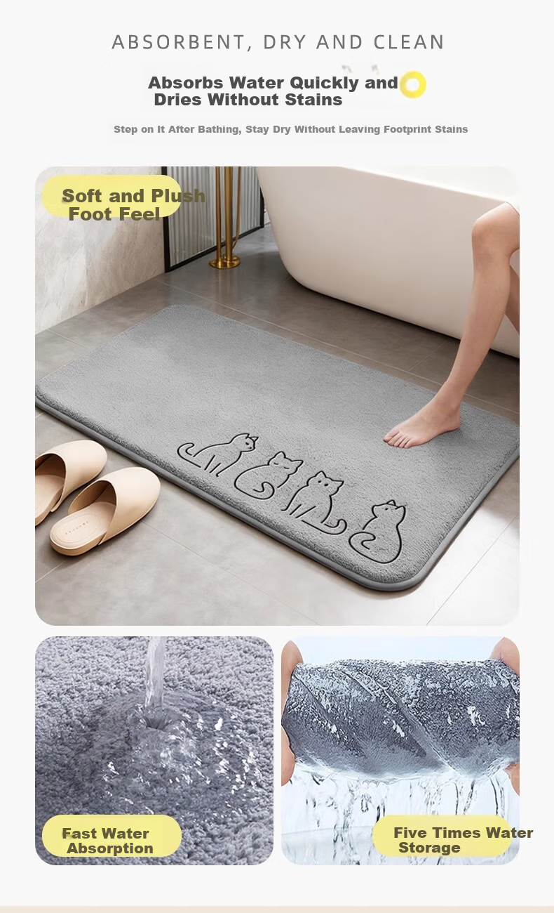 Luoyoute Bathroom Absorbent Non-Slip Door Mat Home Washroom Carpet Toilet Bath Mat 7
