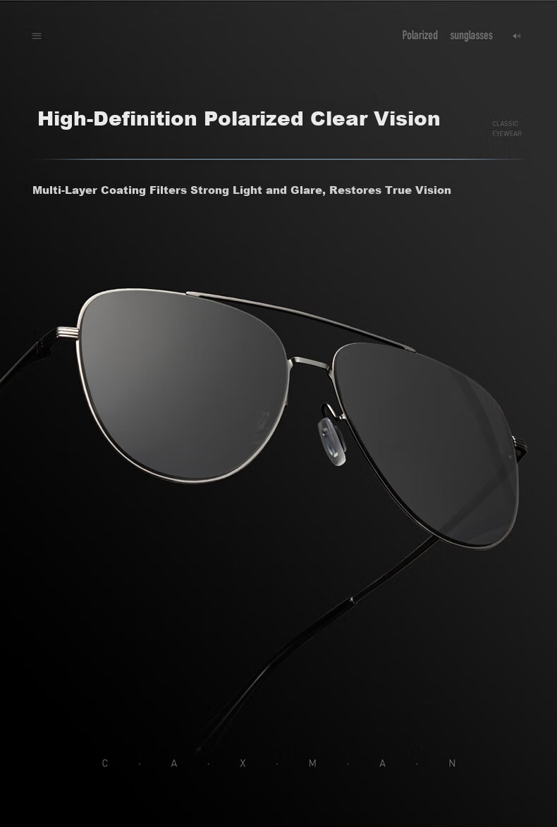CAXMAN Pilot Sunglasses Men Polarized Nylon Fishing Driving Glasses Anti-Glare Frog Mirror GU1 4