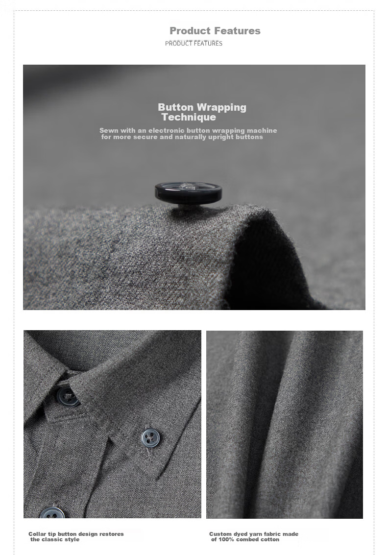 BLACKMONDAY Premium Cotton Yarn-Dyed Long Sleeve Shirt Men Autumn Winter 100% Cotton Business Casual Dress Shirt 13
