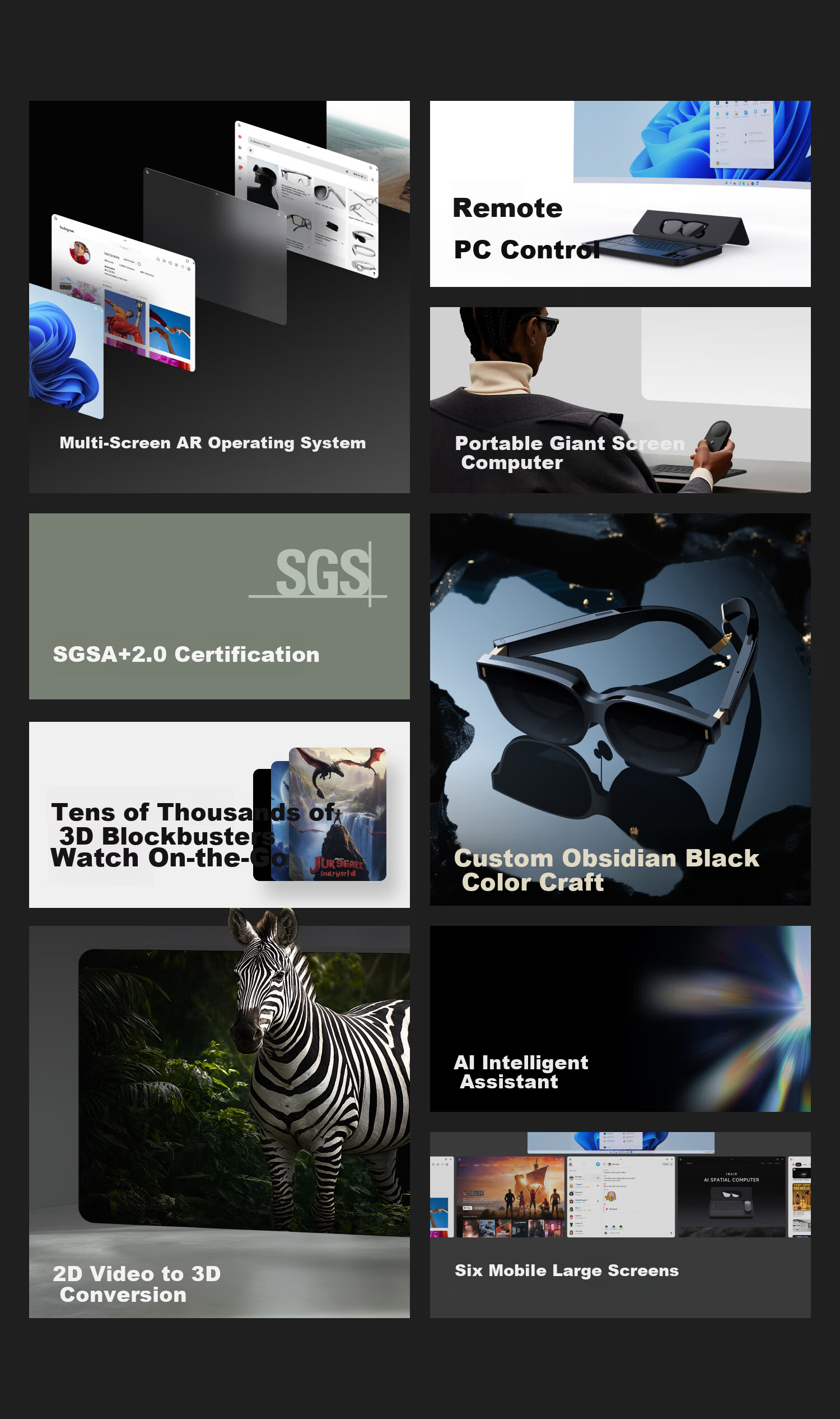 INAIR AI Spatial Computer Office Kit AR Glasses Smart Glasses Wireless PC Streaming 3DoF Spatial Hover (Anti-Dizziness) AI Spatial Computer Office Kit 3
