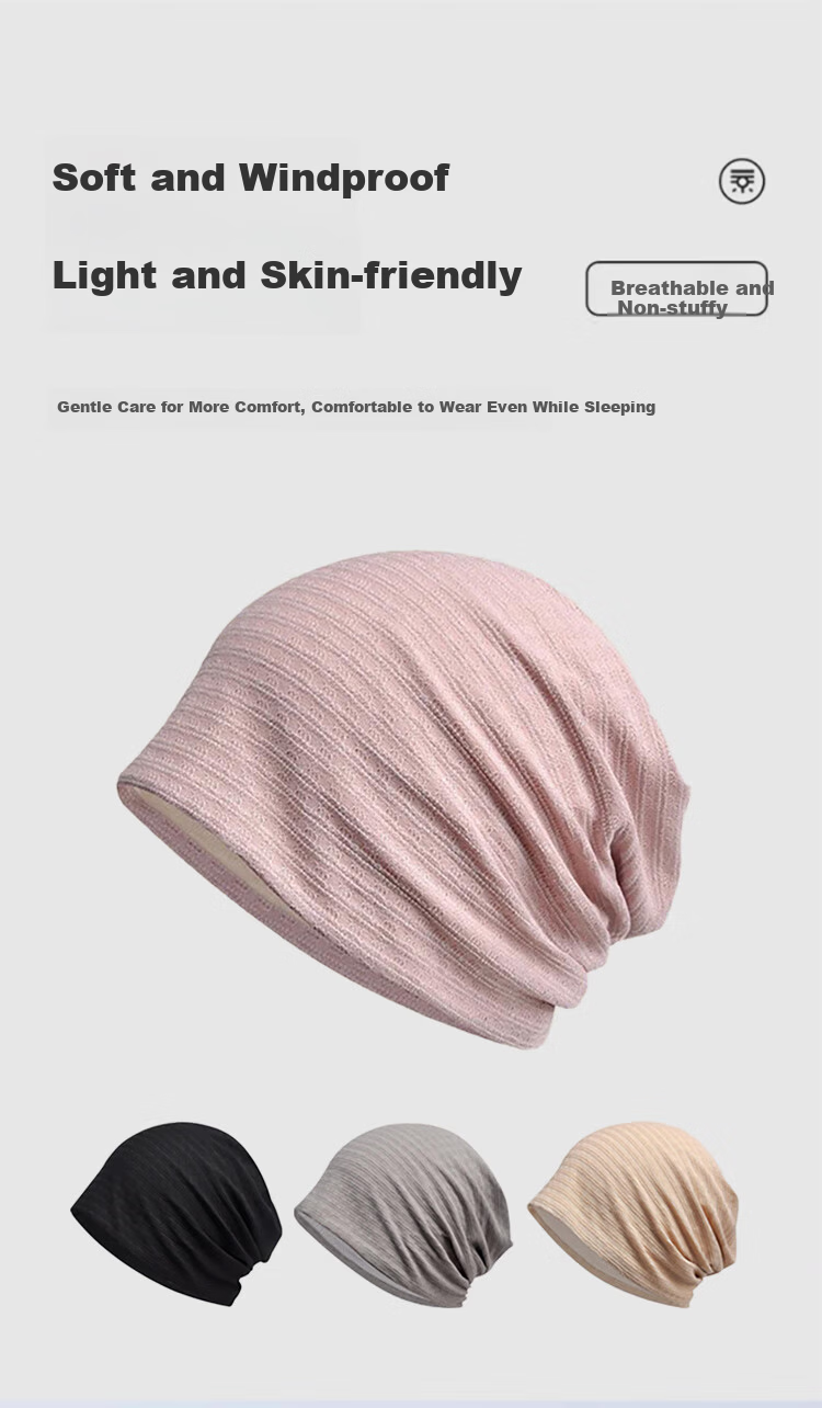 TUCANO Unisex Lightweight Sleep Cap Maternity Hat Pressure-Free Bald Cap Air-Conditioned Room Windproof Beanie Chemotherapy Hat 1