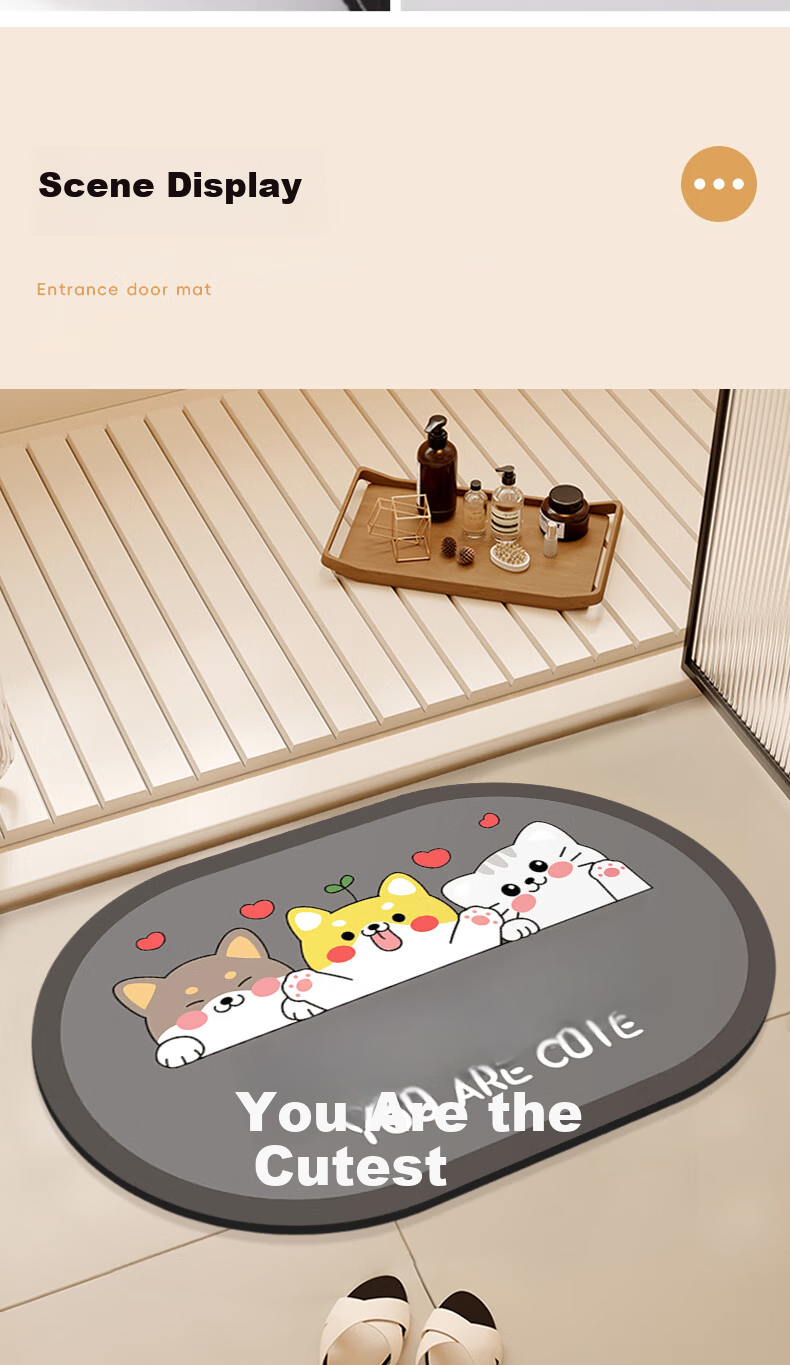 Simple American Style Bathroom Non-Slip Water Absorption Mat Toilet Entrance Quick-Dry Floor Mat 40*60cm 6