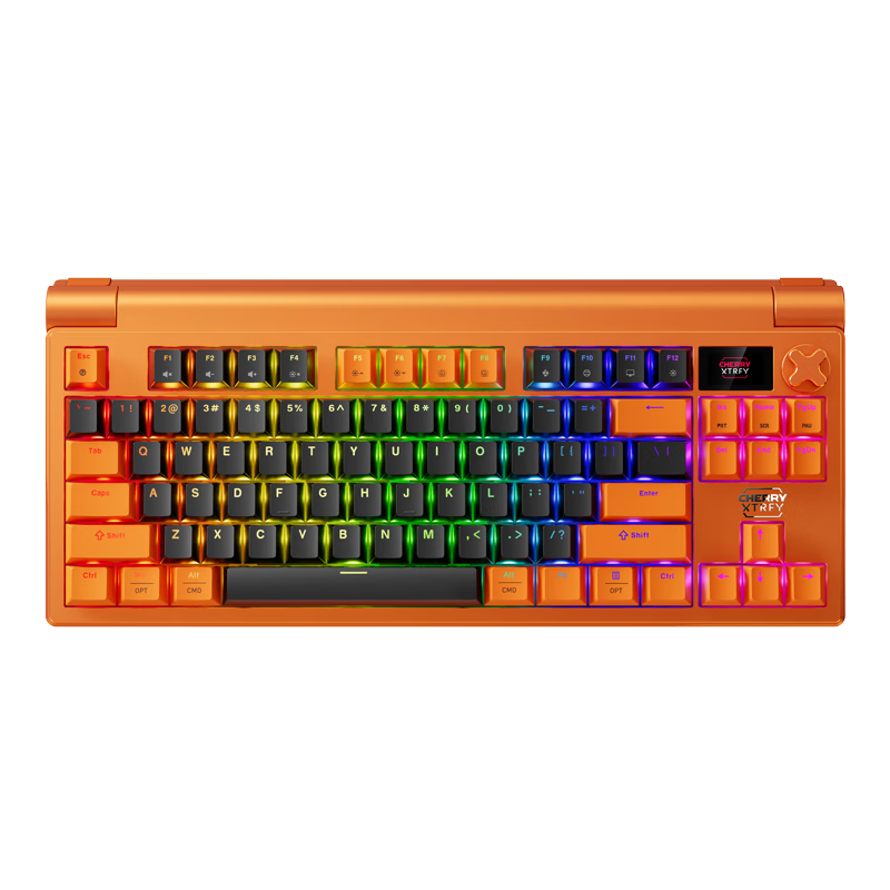 CHERRY MX8.3 PRO Orange Black Wireless Mechanical Keyboard Customizable Hot-Swappable RGB Bluetooth Tri-Mode Aluminum PUBG Valorant Delta Gaming