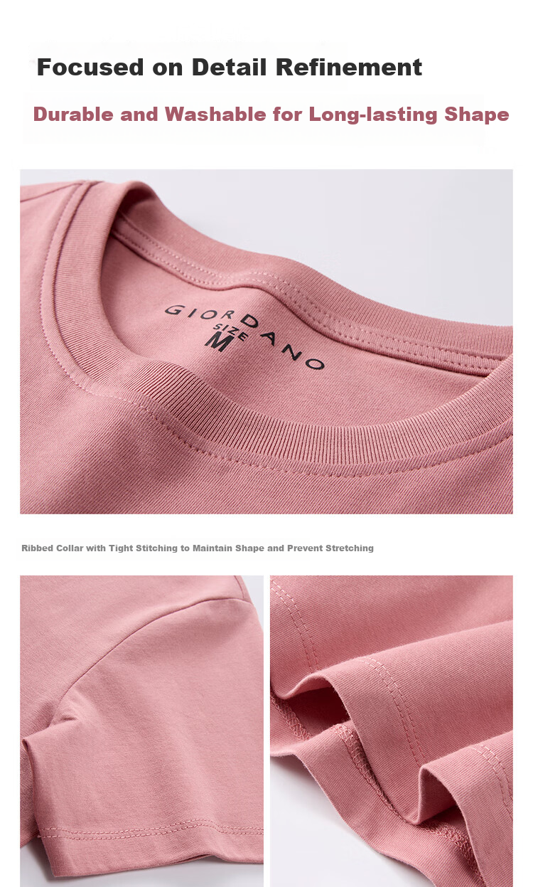 Giordano Women's Short Sleeve T-Shirt 2026 Summer New Pure Cotton English Slogan Print Crew Neck Top 13326300 8