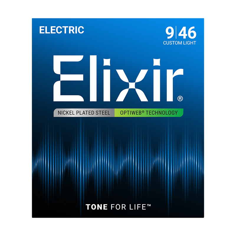 Elixir Electric Guitar Strings Imported 19027 Nickel-Plated Steel Zero Friction Coating (09-46) Bright Natural 6-String