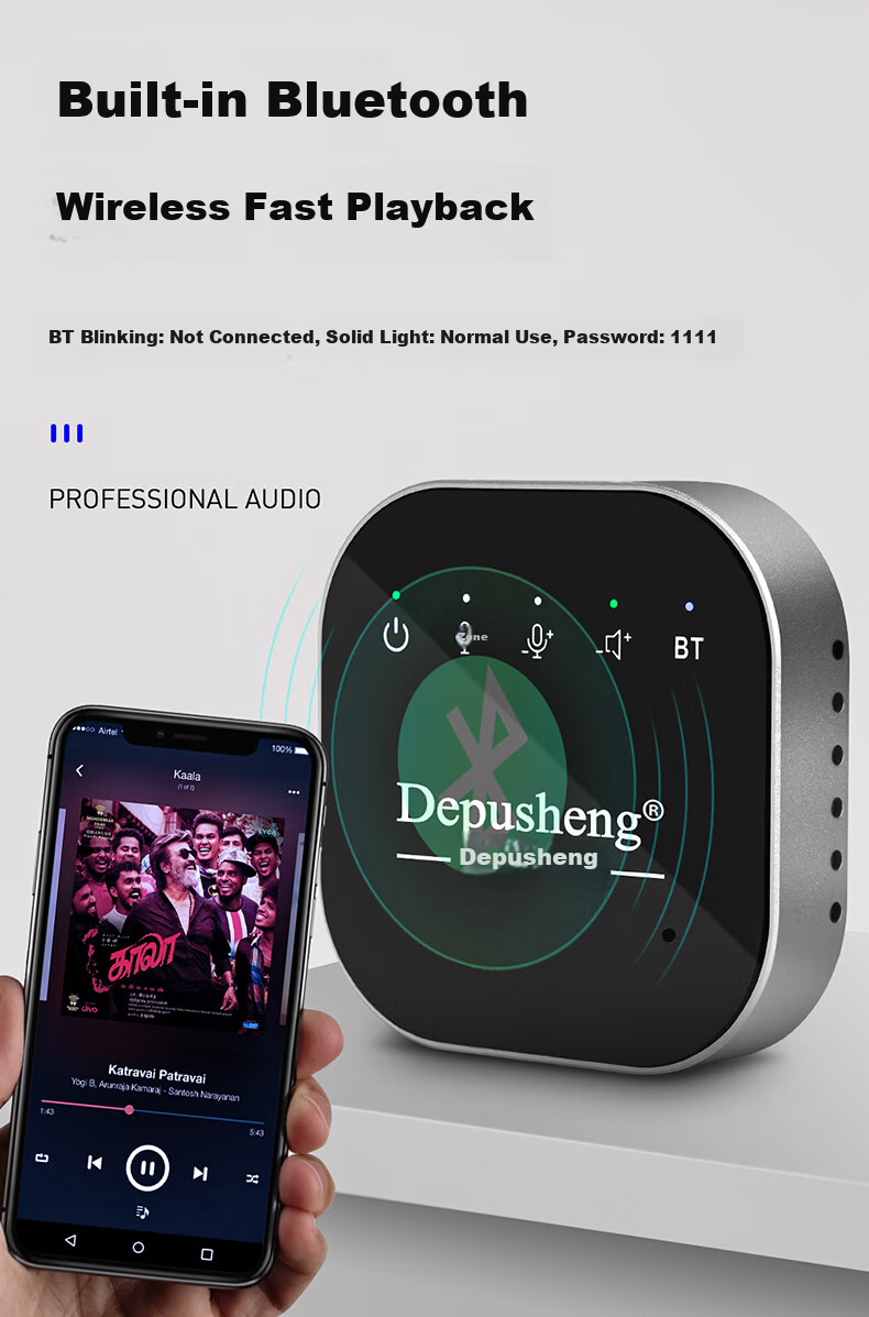 Depusheng USB Computer Microphone Speaker All-in-One Omnidirectional Recording Microphone for Online Classes Video Conferencing Gaming E-sports Teaching Desktop Laptop Capacitive Wireless Bluetooth Ve 5