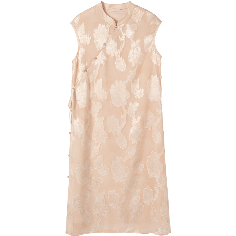 Demana Bibo Qingyun Summer National Style New Chinese Stand Collar Cutout Texture Loose Slim Dress for Women High-End Feel