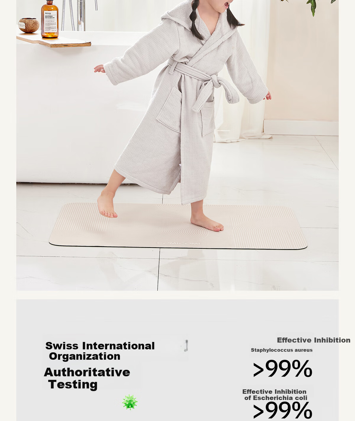 COMICOMI Sea Dune Whale Suction Bathroom Mat Water Absorbent Non-Slip Shower Bath Anti-Slip Mat 40*60cm 12