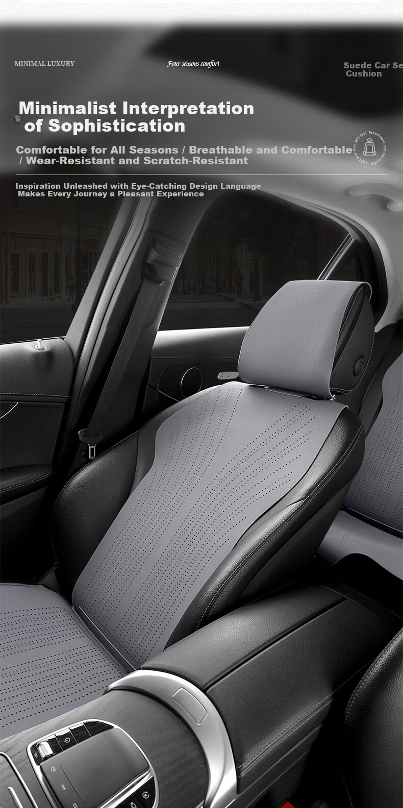 RATHBONE Car Seat Cushion All-Season Universal Suede Saddle Pad Universal Seat Cover for Volkswagen Lavida Passat Sagitar 3