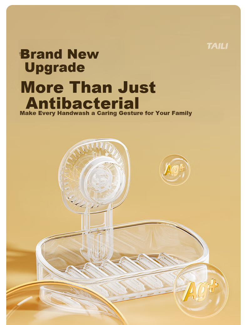 Taili Wall-Mounted Soap Dish Bathroom Soap Holder No-Drill Suction Cup Double-Layer Draining Storage Rack 6