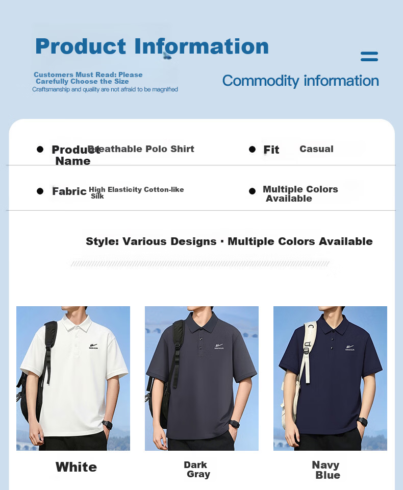 Warrior Men's Polo Shirt Summer Ice Cooling Casual Versatile Short Sleeve T-Shirt Breathable Quick-Dry Loose Fit Dark Gray M 3