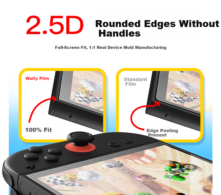 Wally Compatible Switch 2nd Gen 2025 Tempered Glass Screen Protector for Nintendo Switch HD Anti-Fingerprint Anti-Drop Full Coverage Glass Accessory - Easy Apply 9