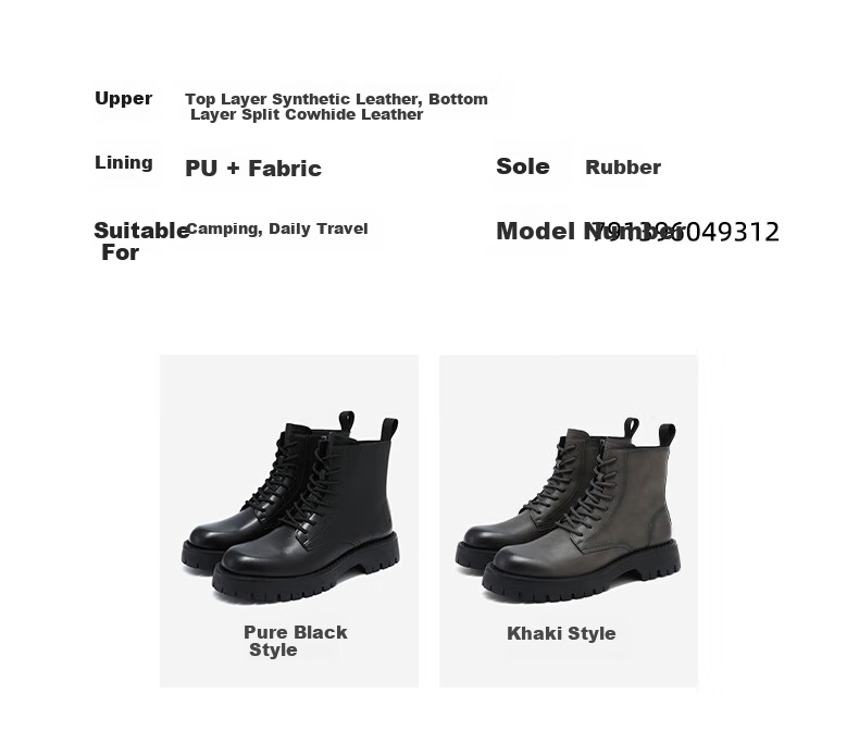 Mark Fairwhale Men's Martin Boots Winter New Leather Snow Boots Black Cotton Shoes 43 12