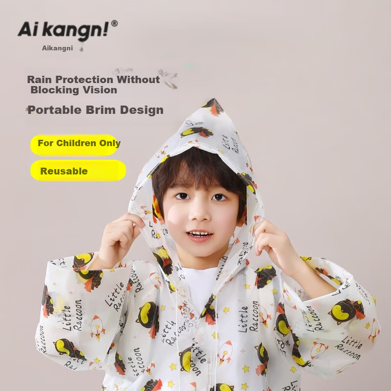 Aikangni Kids Raincoat 6-12 Years Disposable Thickened Anti-Storm Student Full-Body Protective Portable Stylish Little Aviator