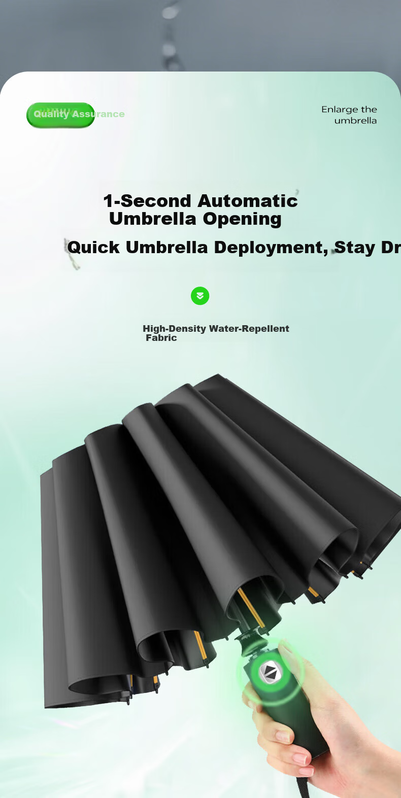 Leyoubaiyi 130 Bone Umbrella, Fully Automatic, Black, Large Size, Storm-Resistant, Thickened Black Rubber, Sun Protection, Dual-Use for Rain And Shine, Folding Sunshade Umbrella 6