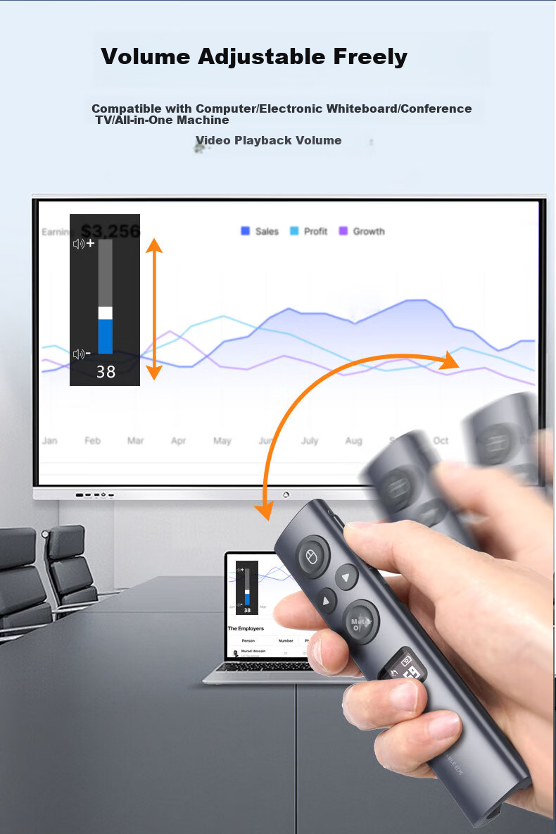 Nuowei N95s BLE High-Power Green Light Presentation Clicker Digital Physical Dual Laser with 32GB Memory Bluetooth PPT Remote Presenter LED LCD Screen Seewo USB-C 12