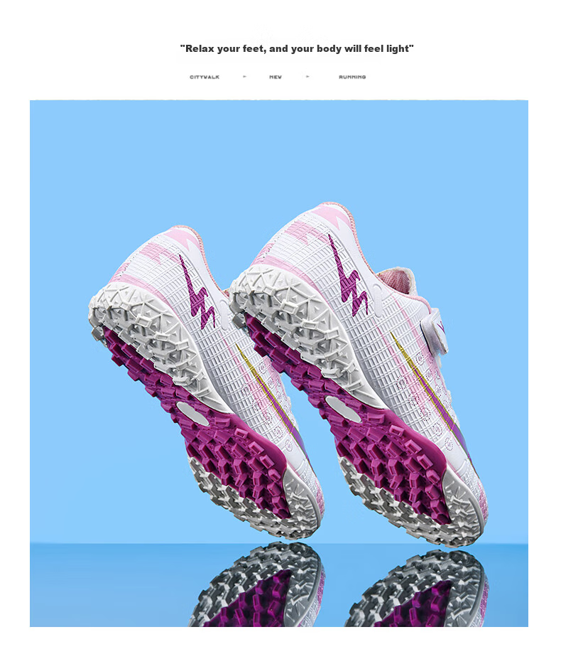 Shuangxing TF Turf Soccer Shoes Kids Children's Non-Slip Wear-Resistant Upgraded Training Match Sneakers White Pink Purple Size 35 14