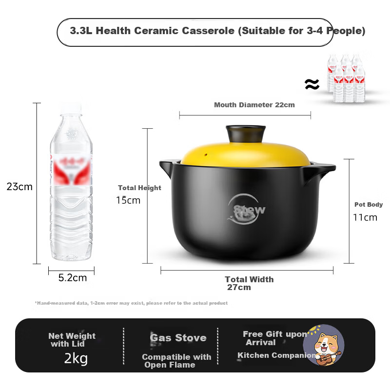 Royalstar Ceramic Clay Pot 3.3L Slow Cooker for Soup, Porridge, Stew, and Herbal Medicine Cooking