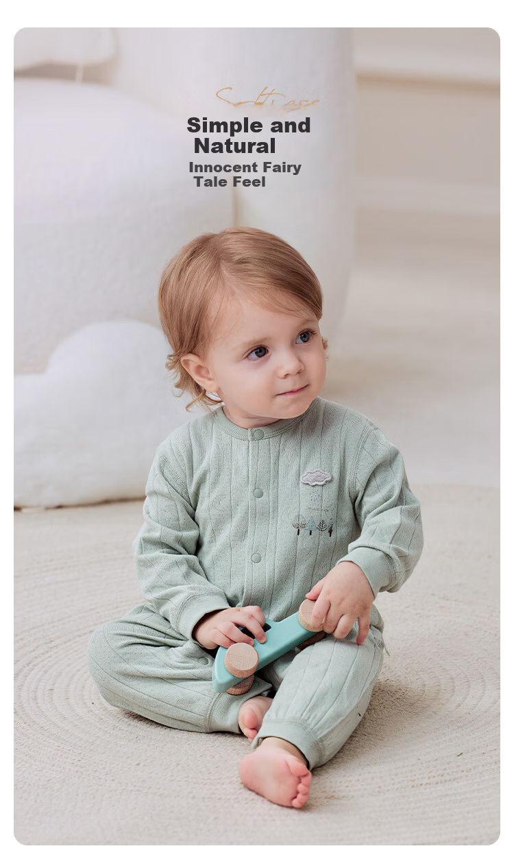 Babylove Baby Romper Spring and Autumn Unisex A-Class Pure Cotton Long Sleeve Jumpsuit Double-Layer Jacquard Breathable Crawling Suit 1