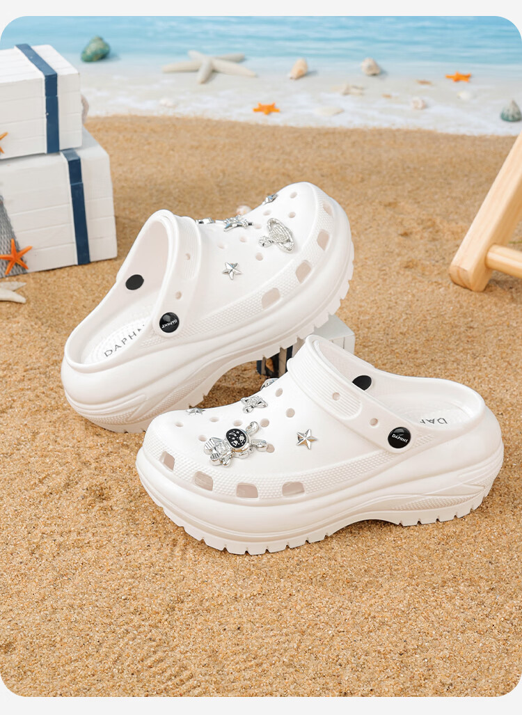 DAPHNE Women's Cloud Hole Shoes 2026 New Summer Soft Sole Thick Sole Height Increasing Casual Sandals 17