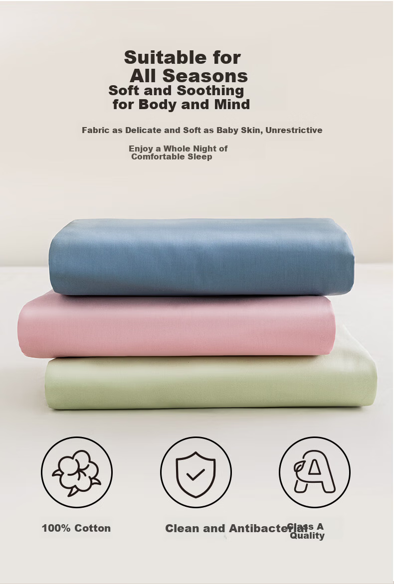 Hengyuanxiang 100% Cotton Quilt Cover Single Piece A-Class Antibacterial Bedding Duvet Cover Sky Blue 1.5*2m 2