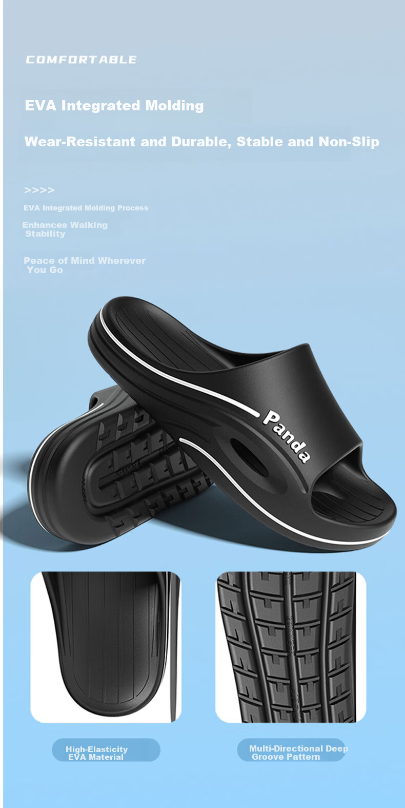 HIPANDA Men's Thick Sole Slippers Outdoor Sports Non-Slip EVA Durable Home Outdoor Beach Sandals Women's Slides 4