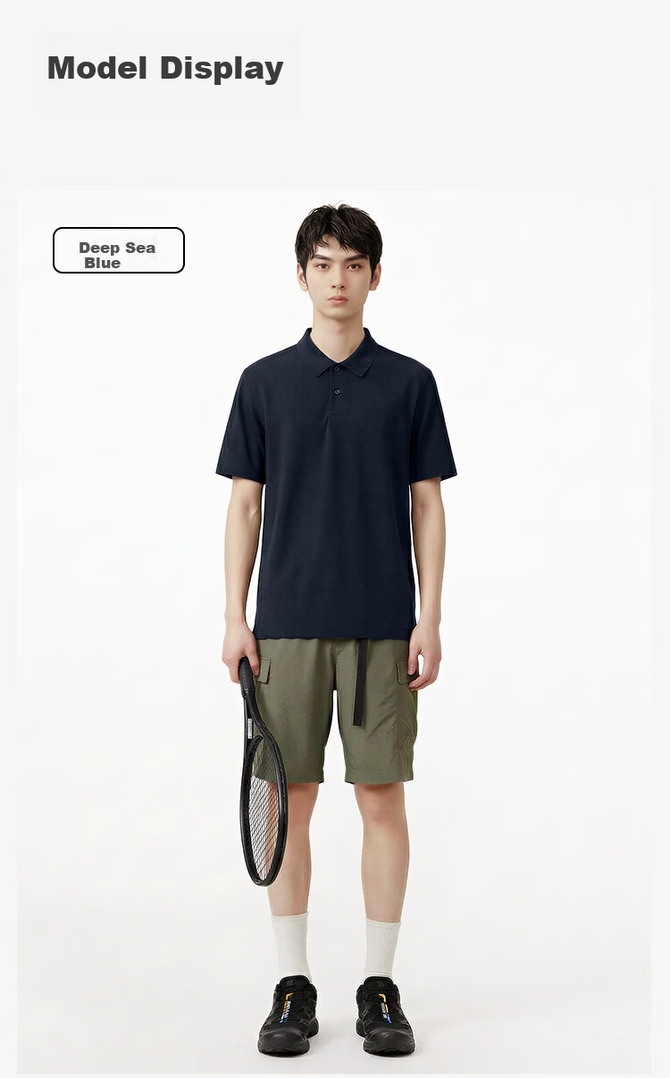 JD Jingzao Dry-Fit Polo Shirt Men Short Sleeve T-Shirt Spring Summer New Breathable Sports Casual Light Business Top Black S 12