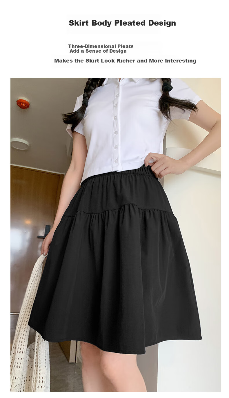 Langsha Cotton-Like Five-Point Short Skirt for Women Summer New Japanese Casual Elastic Waist A-Line Sports Umbrella Skirt 9