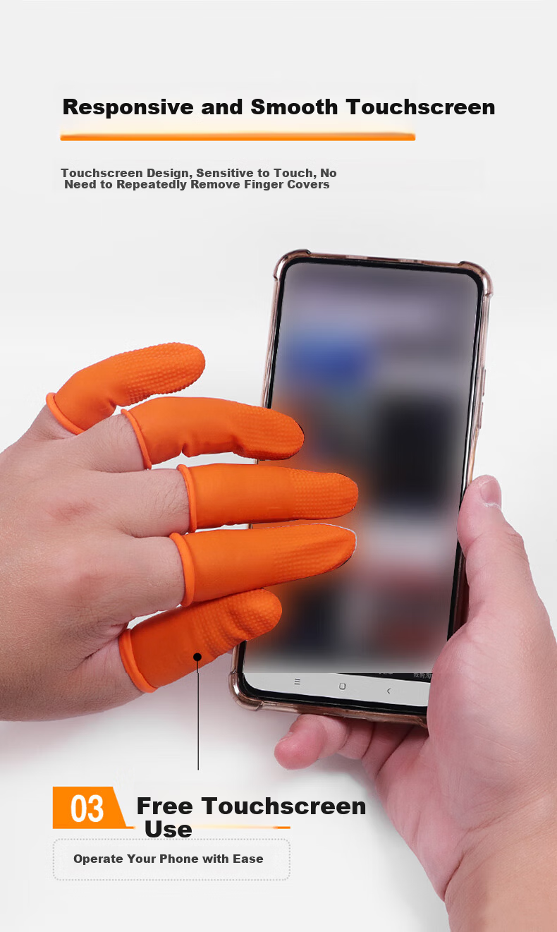 Caiyile Latex Non-Slip Finger Cots Orange S/Small (100 pcs) 08293 7