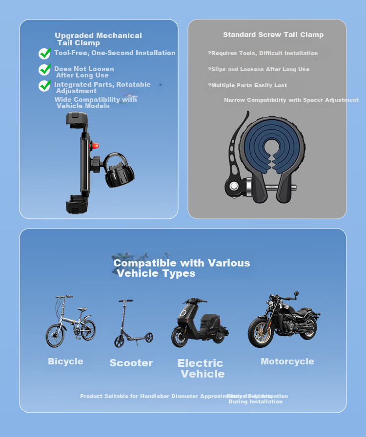 JD Jingzao Triangular Locking Electric Vehicle Phone Holder Motorcycle Battery Bicycle Delivery Rider Shockproof Anti-Shake Rearview Mirror Mount 11