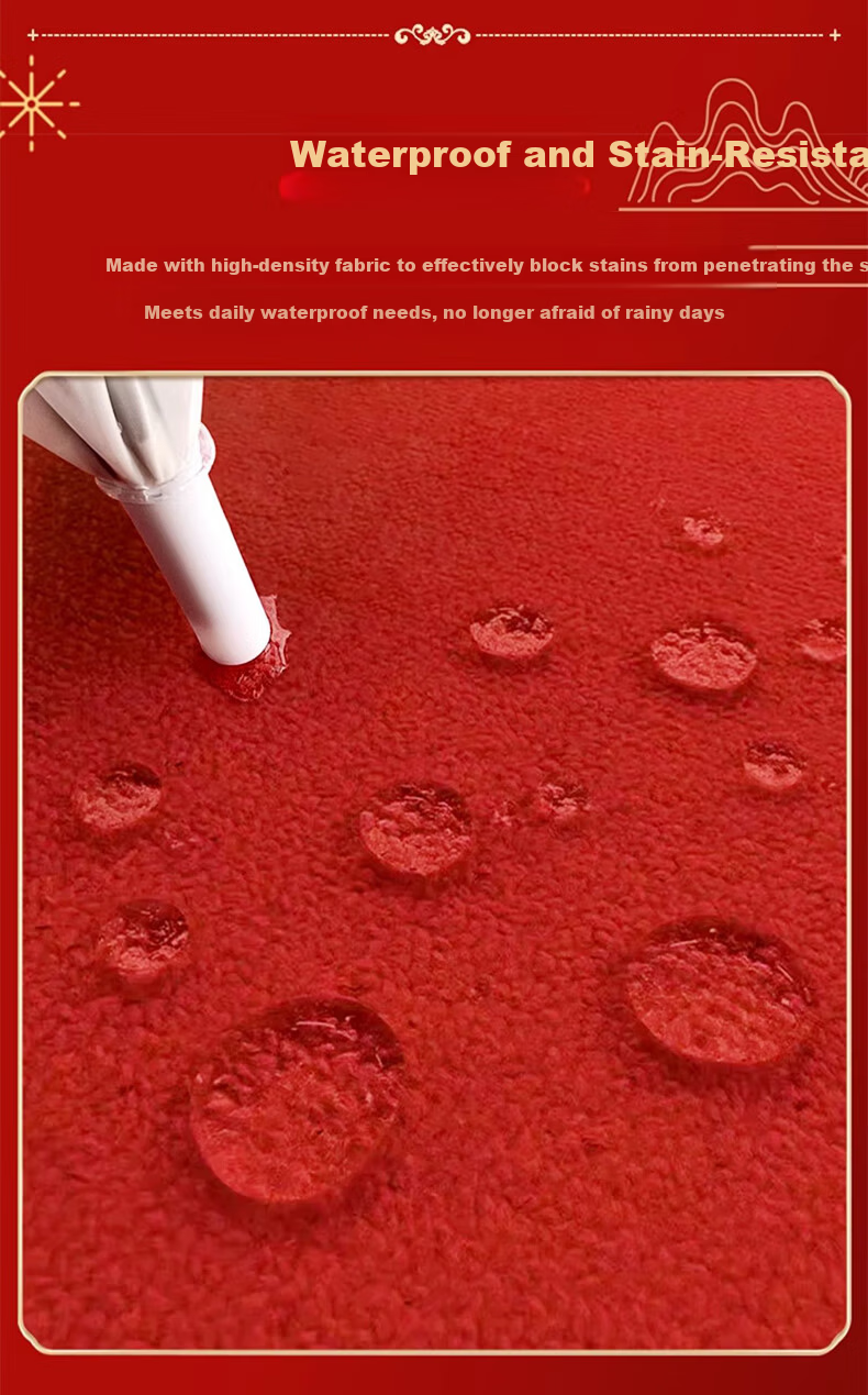 Qiqi Home Entrance Door Mat Non-Slip Festive Red Hallway Carpet 60x90cm 6