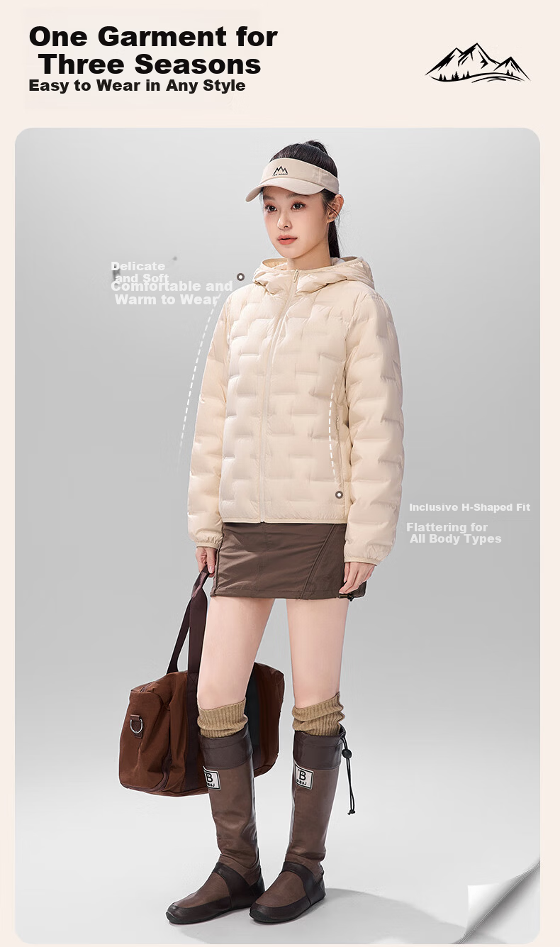 SNOWFLYING Women's Short Down Jacket 2025 Winter Korean Slim Fit Lightweight 90% Down Coat Cream Light Beige XL 6