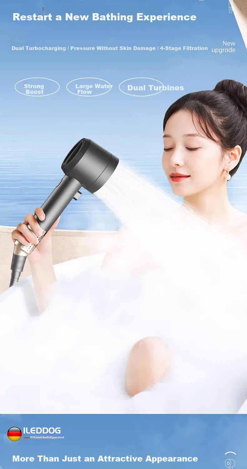 ILeddog [Germany] Dual Turbocharged Shower Head Home Bathing Filter Showerhead Set LP-79 6