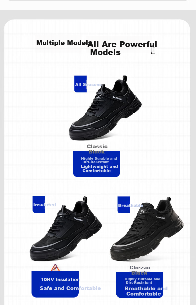 BlueOwl Shield Men's Summer Breathable Lightweight Comfortable Anti-Smash Anti-Puncture Steel Toe Safety Work Shoes DL216 Size 42 12