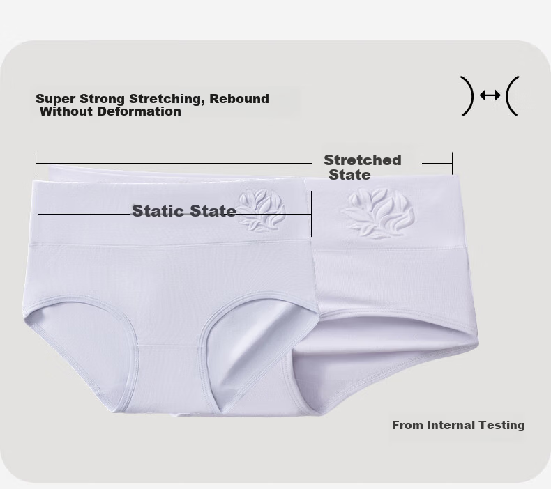 LangSha High Waist Women's Cotton Shorts Tummy Control 4-Pack Embossed 10A Antibacterial Full Cotton Crotch Underwear for Women M 8