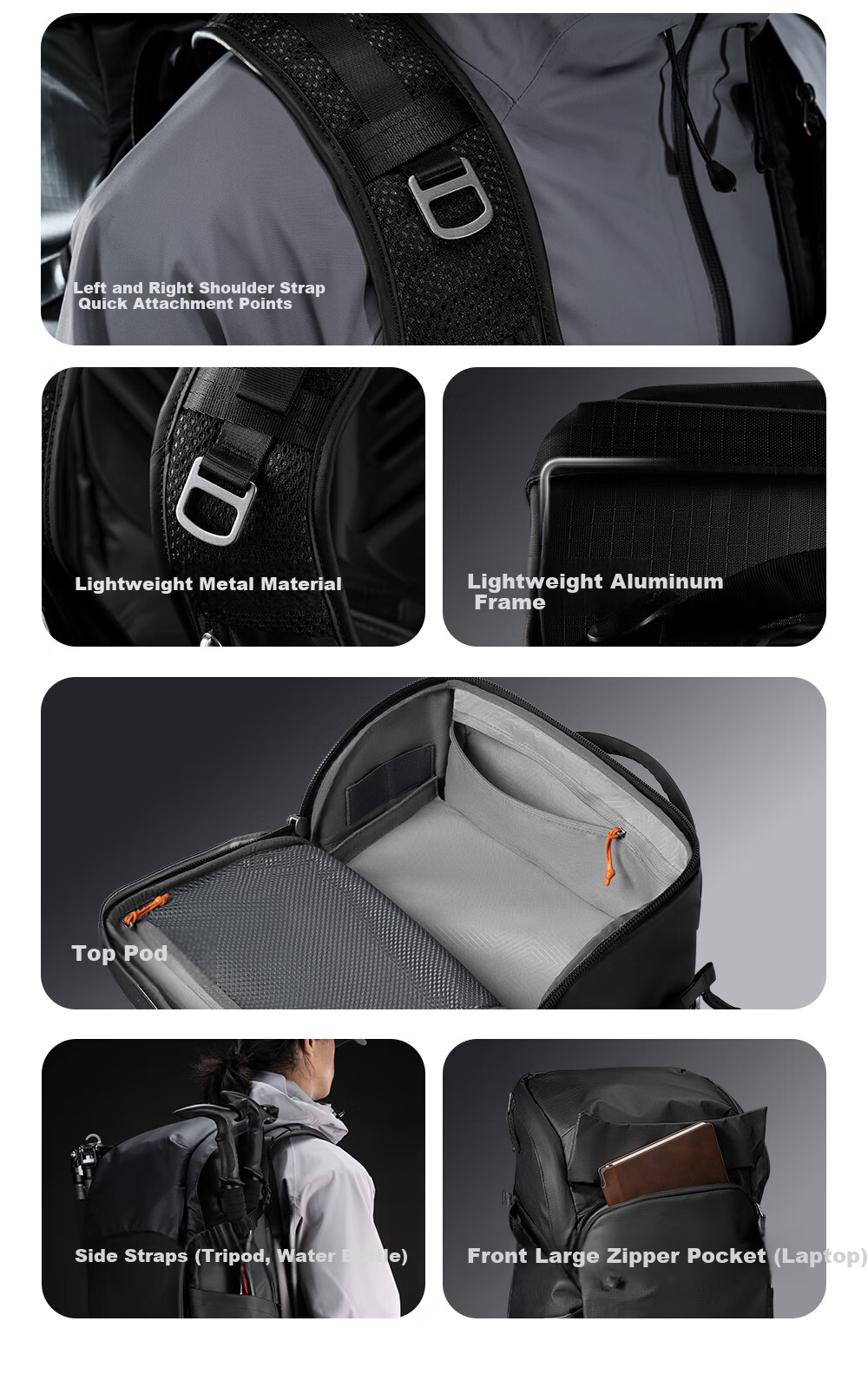 K&F CONCEPT Exploration Series Outdoor Hiking Photography Backpack Professional Carrying System Large Capacity 40L Travel Outdoor Hiking Multifunctional Camera Bag 17