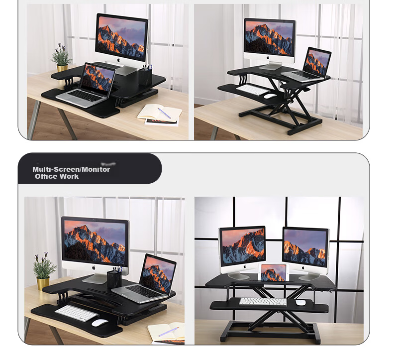 ECOLUS Height Adjustable Desk, Computer Desk, Standing Desk with Lift Support, Dual-Layer Workstation for Standing Office Use, LST05BK 18