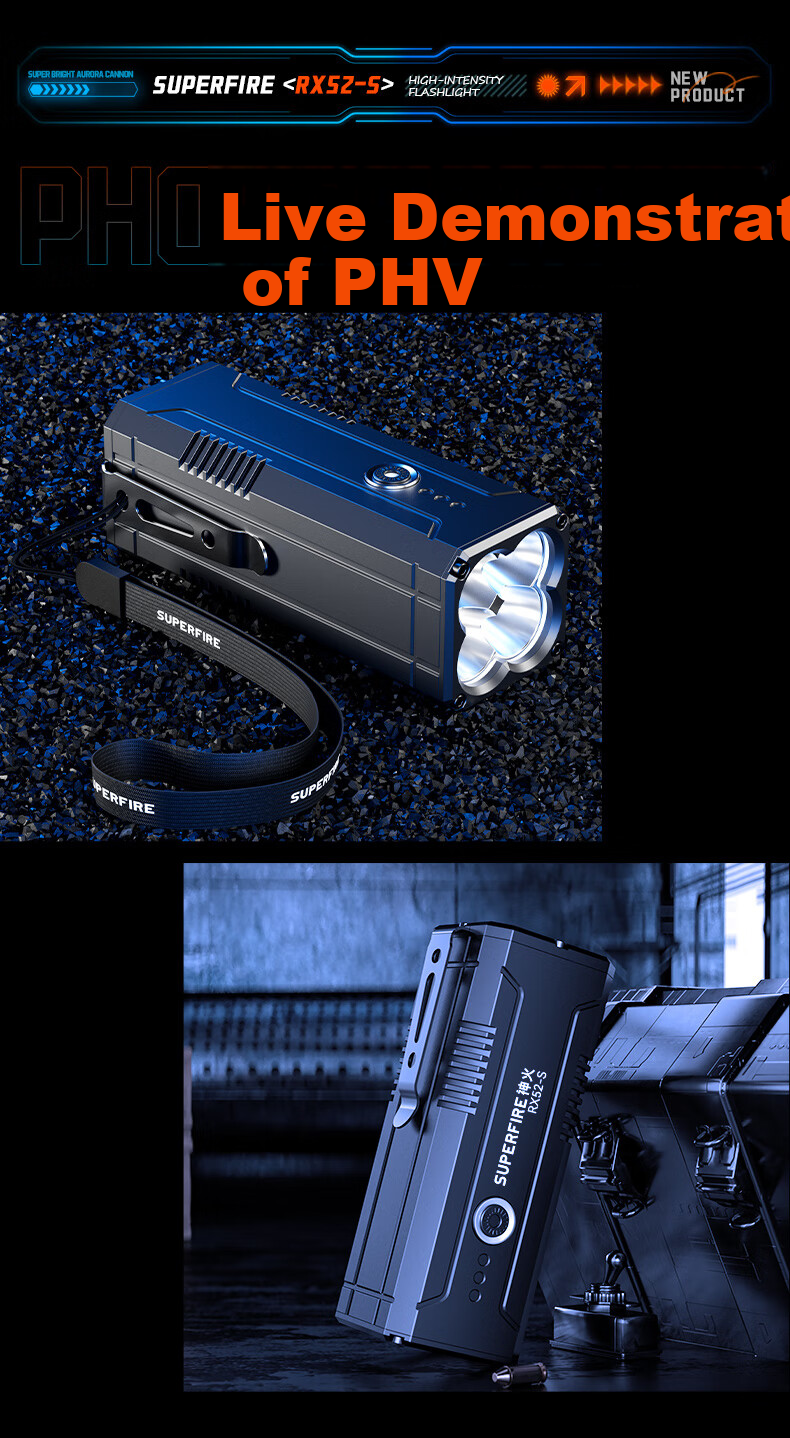 SupFire RX52-S Flashlight High Brightness Long Battery Life Long Range Outdoor Military Spotlight 200000 Lumens 17