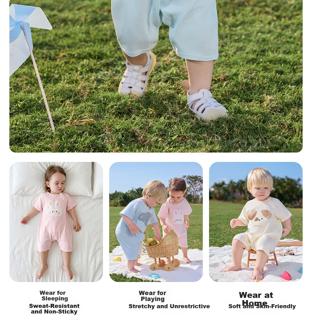 Betis Baby Clothes Summer Thin Cool Breathable Romper Newborn Short Sleeve One-piece Air Conditioning Suit Crawling Suit 19