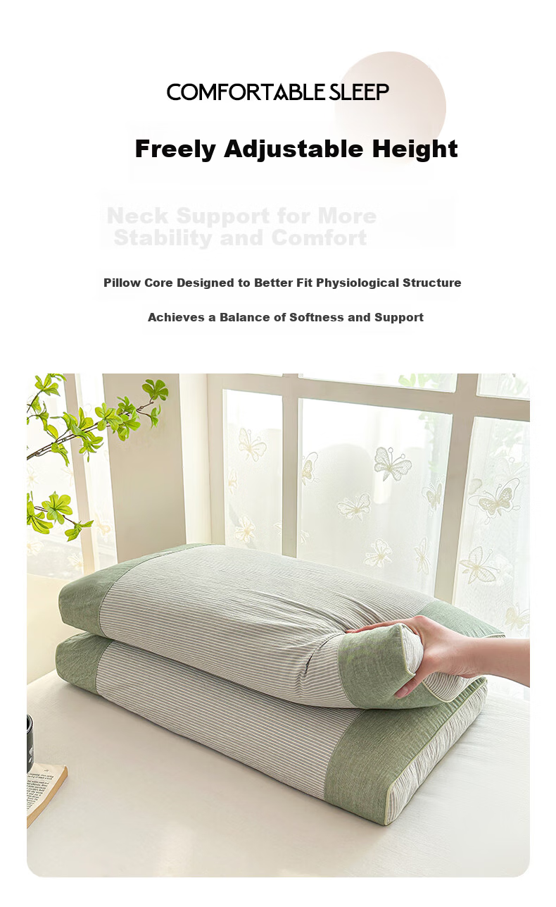 Yalu Pure Buckwheat Pillow Neck Support Sleep Aid Cotton Pillow Core Single Summer Student Sea Salt Blue Pack of One 11