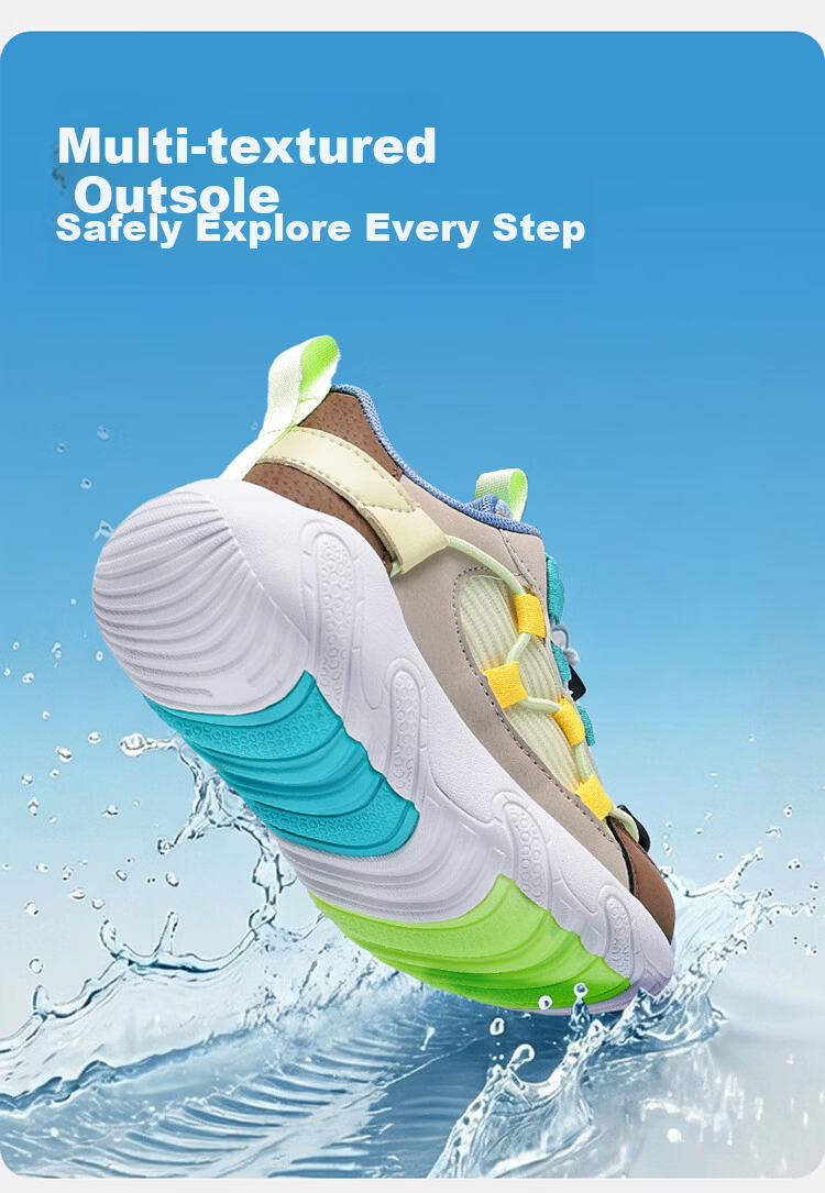 B.Duck Kids Yellow Duck Children's Sports Shoes Outdoor Lightweight Shock Absorption Breathable Running Shoes for Boys and Girls 6807 Yellow Gray Brown Size 34 6