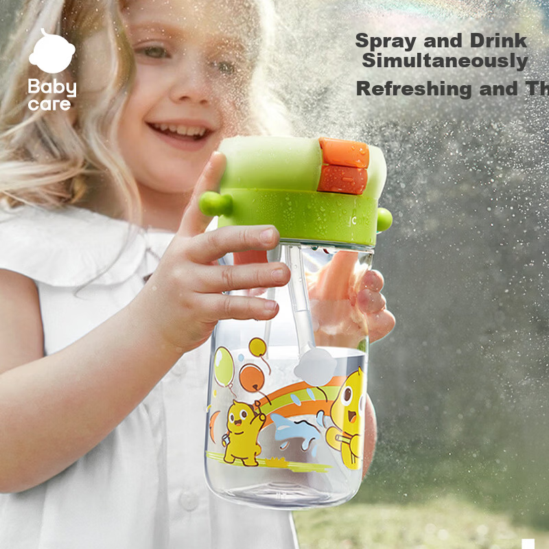 Babycare Children's Straw Cup Large Baby Spray Cooling Kindergarten Anti-Fall Portable Water Bottle 500ml School Use