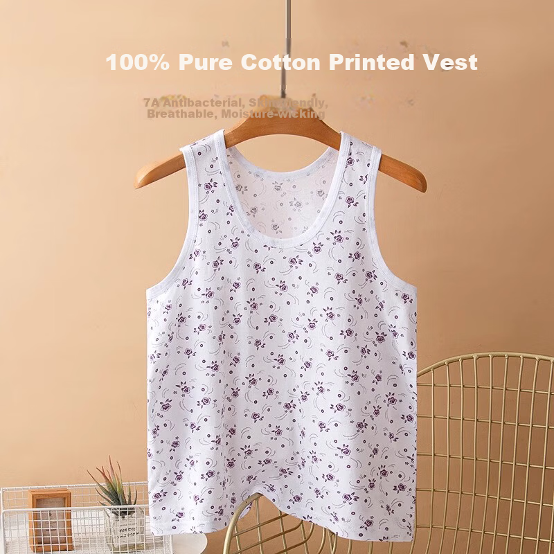 Langsha 2-Pack Cotton Vests for Middle-aged and Elderly Women, Loose Fit Thin Sleeveless Undershirts for Moms, Plus Size Elderly Sweat Shirts