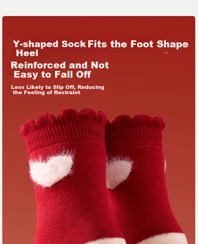 Mianqixiong Baby Socks Autumn Winter Thickened New Year Terry Socks Infant Girls Warm Red Mid-Calf Socks Winter Toddler 16