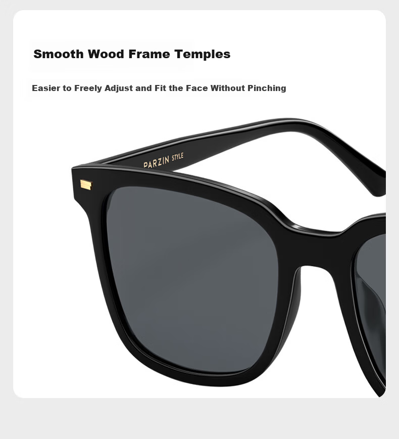 PARZIN Polarized Sunglasses Women [Zhou Ye Same Style] Black Oversized Square Face Slimming Glasses UV Protection Driving Sunglasses Men Gift 10