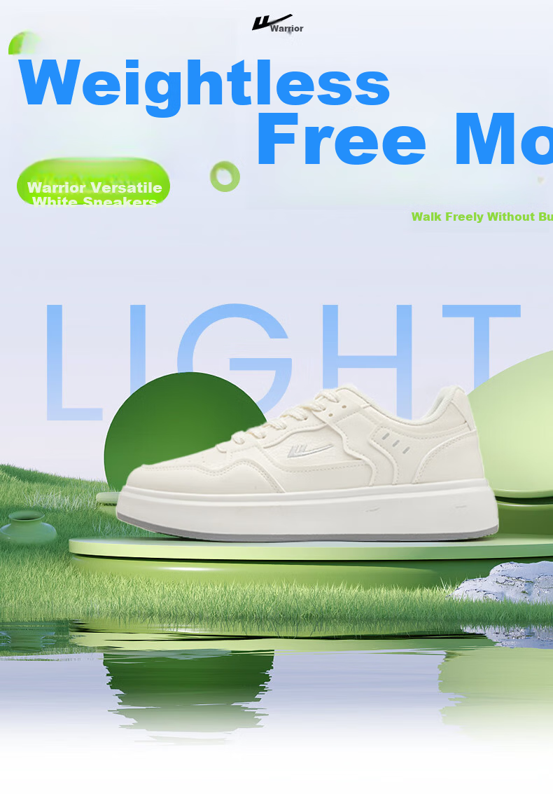 Warrior Men's Spring New Classic White Sneakers Trendy Versatile Casual Shoes 2639 Beige Size 40 1