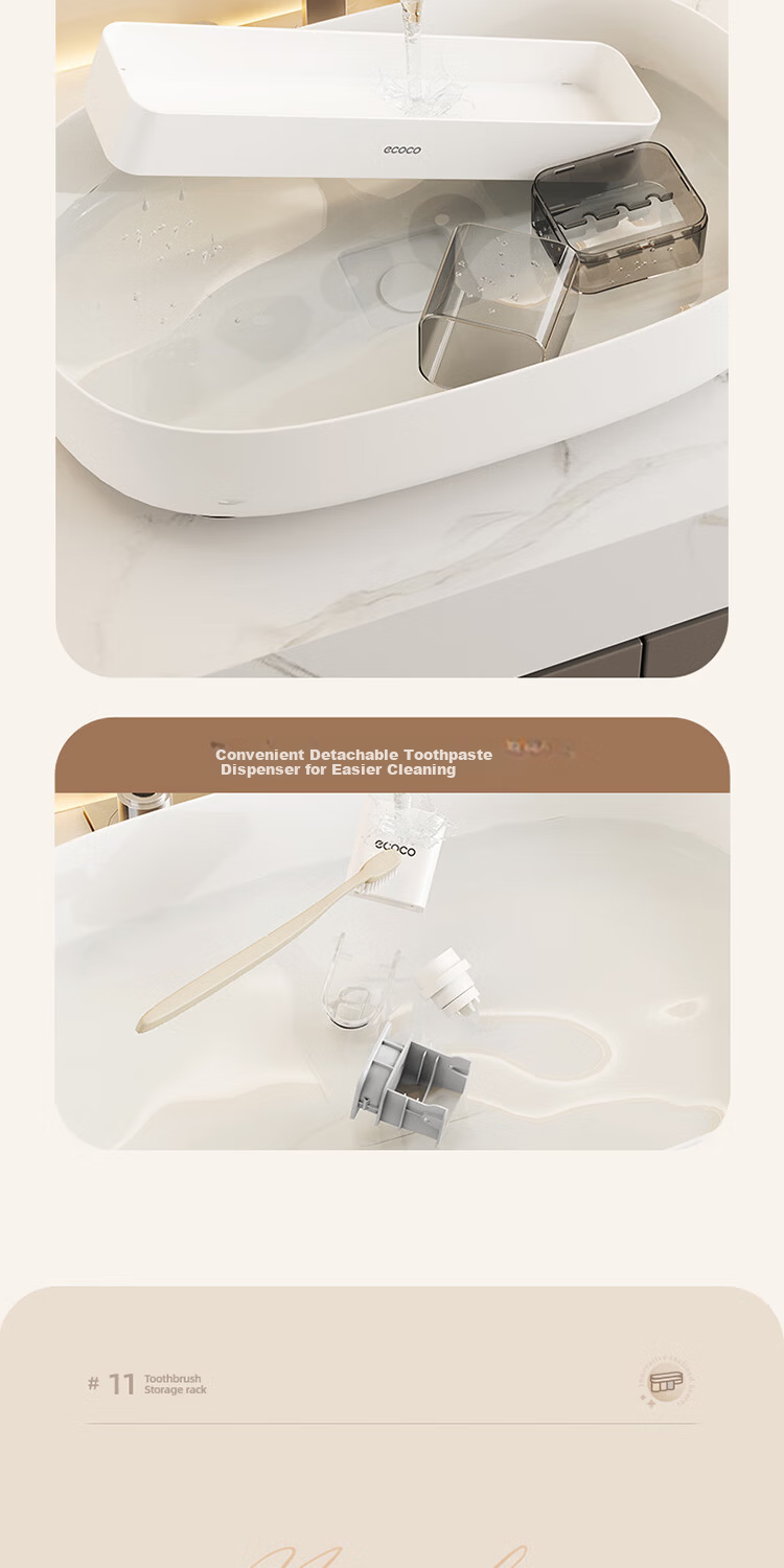 Ecoco Toothbrush Holder Premium Magnetic Rinse Cup Family of Four Cup Rack No-Drill Toothpaste Organizer 25043 14
