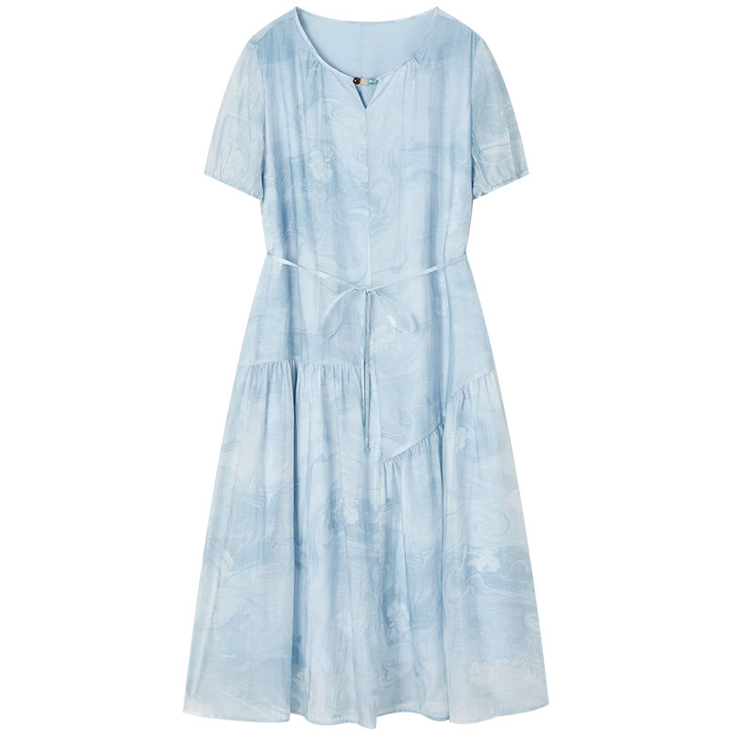 Demana [Smooth Lyocell] Summer Ladies Gradient Print Beaded Loose Slimming Dress Women's Premium